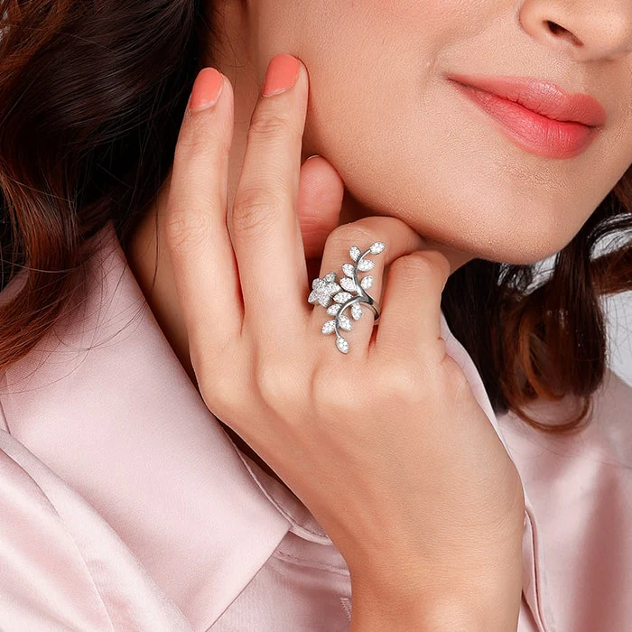 Silver Leaf Statement Ring - Image 3