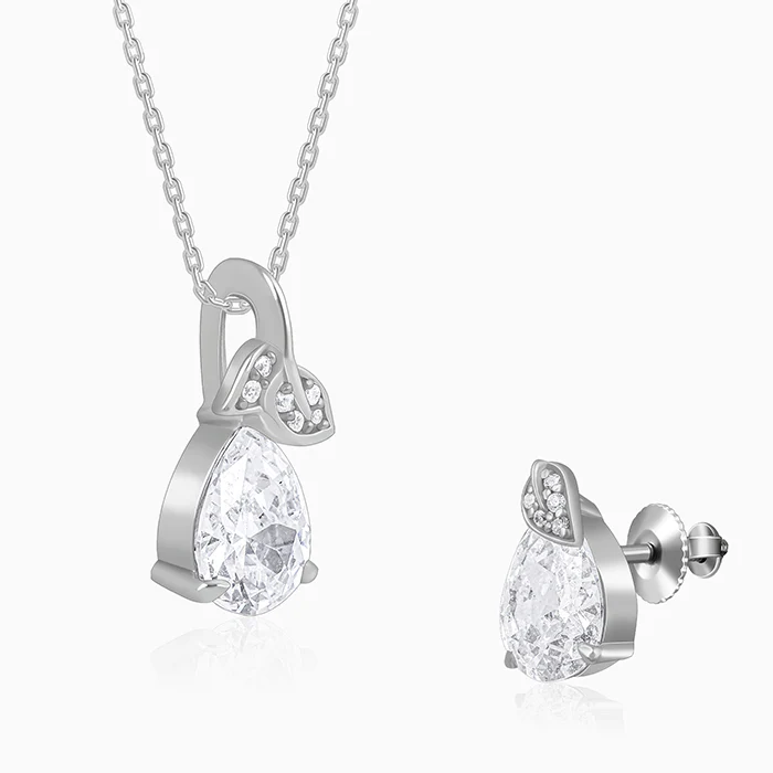 Silver Leafy Teardrop Set - Image 4
