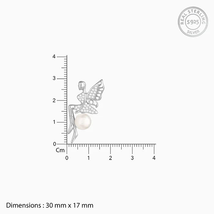 Silver Love Angel Pearl Pendant With Link Chain - Image 4