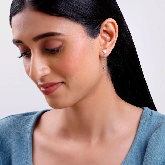 Silver Love Drip Dangler Earrings - Image 3