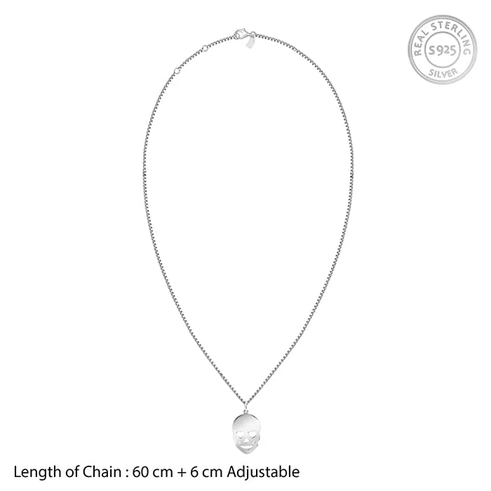 Silver Love Skull Pendant with Link Chain For Him - Image 6
