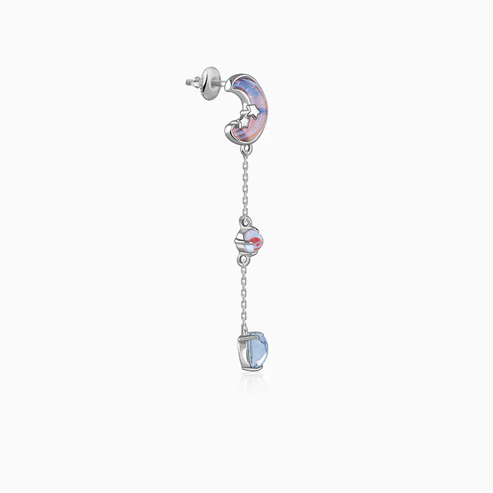 Silver Lunar Love Moonstone Drop Earrings - Image 4