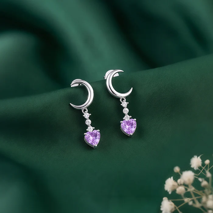 Silver Lunar Promise Earrings - Image 2