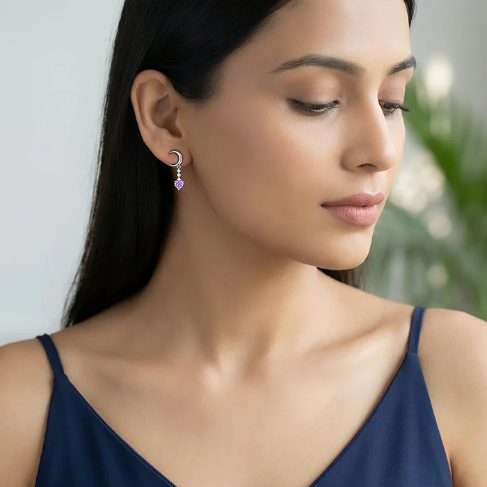 Silver Lunar Promise Earrings - Image 3