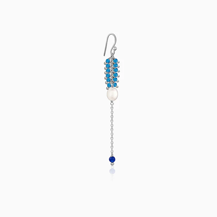 Silver Lupe Pearl Dangler Earrings - Image 4