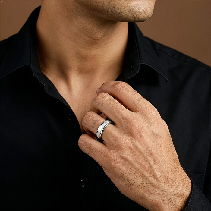 Silver Majestic Shine Band For Him - Image 3