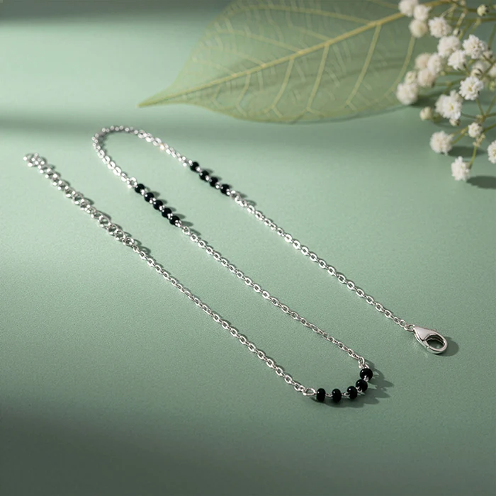 Silver Midnight Beads Anklet - Image 2