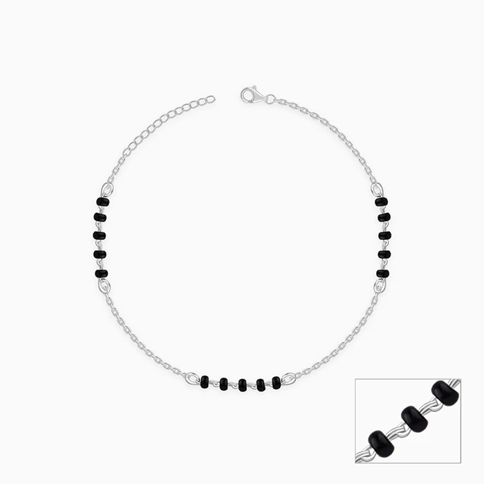 Silver Midnight Beads Anklet - Image 3