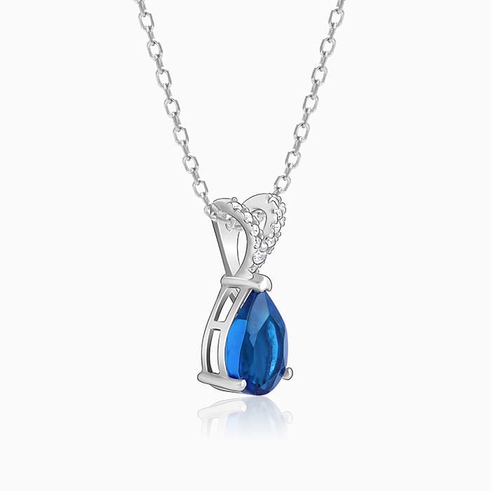 Silver Midnight Blue Pendant With Link Chain - Image 4