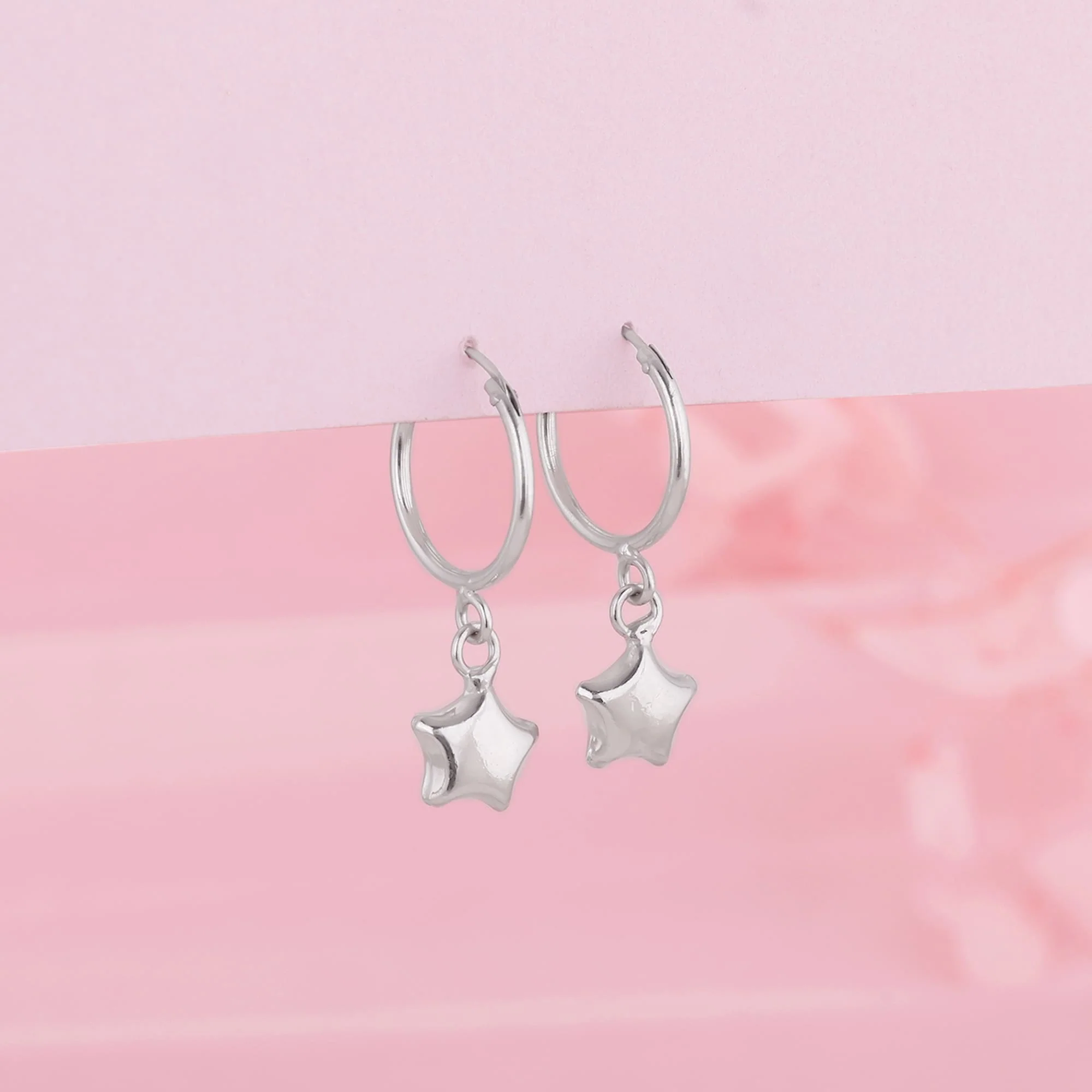 Silver Mini Star Hoop Earrings - Image 2