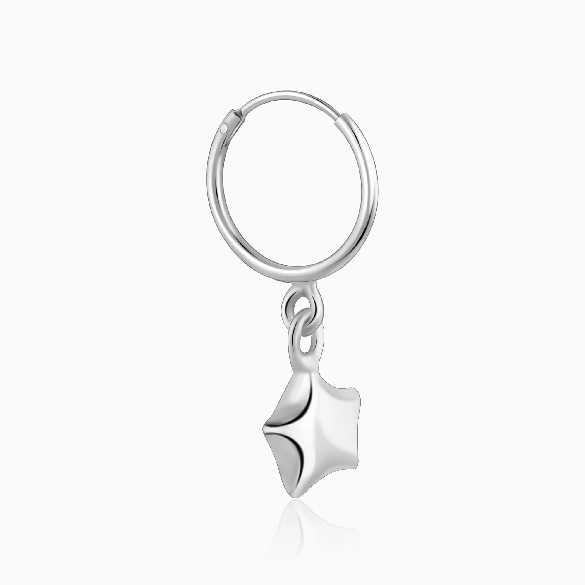 Silver Mini Star Hoop Earrings - Image 4
