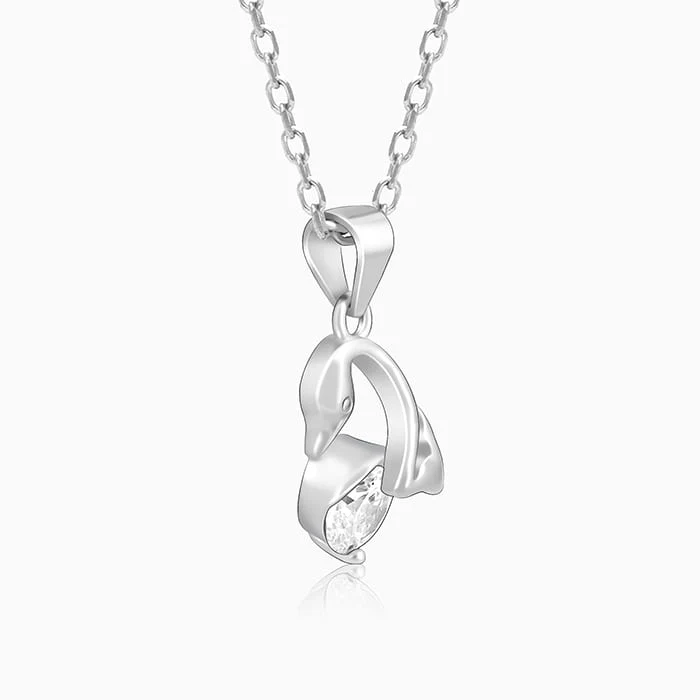 Silver Mini Swan Pendant with Link Chain - Image 4