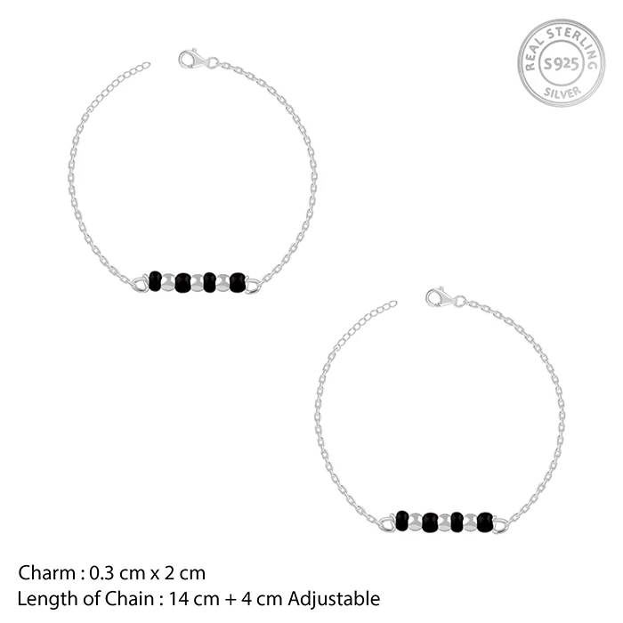Silver Minimal Nazariya Kids Anklet Pair - Image 4