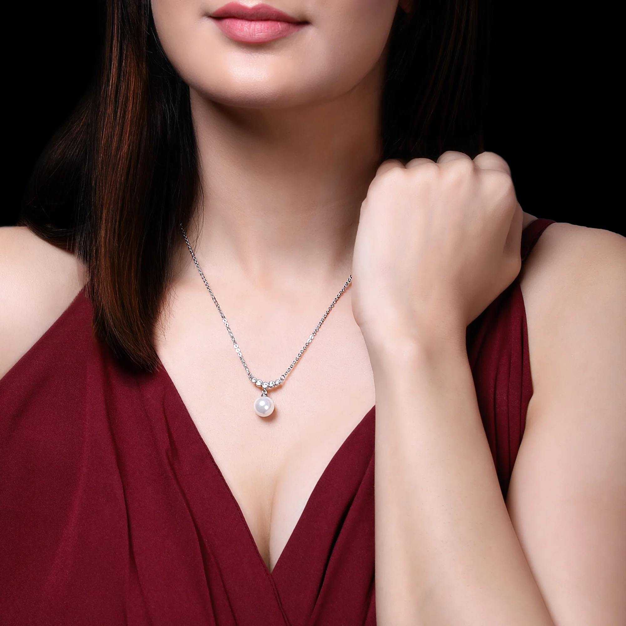 Silver Minimal Pearl Necklace - Image 2