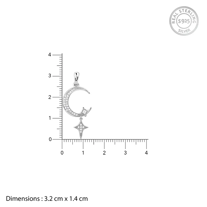 Silver Moon Pendant With Link Chain - Image 5