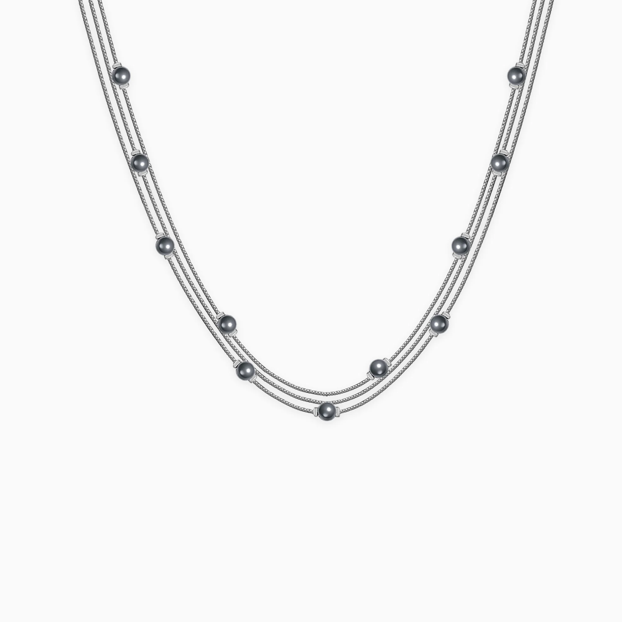 Silver Natalie Layered Pearl Necklace - Image 3