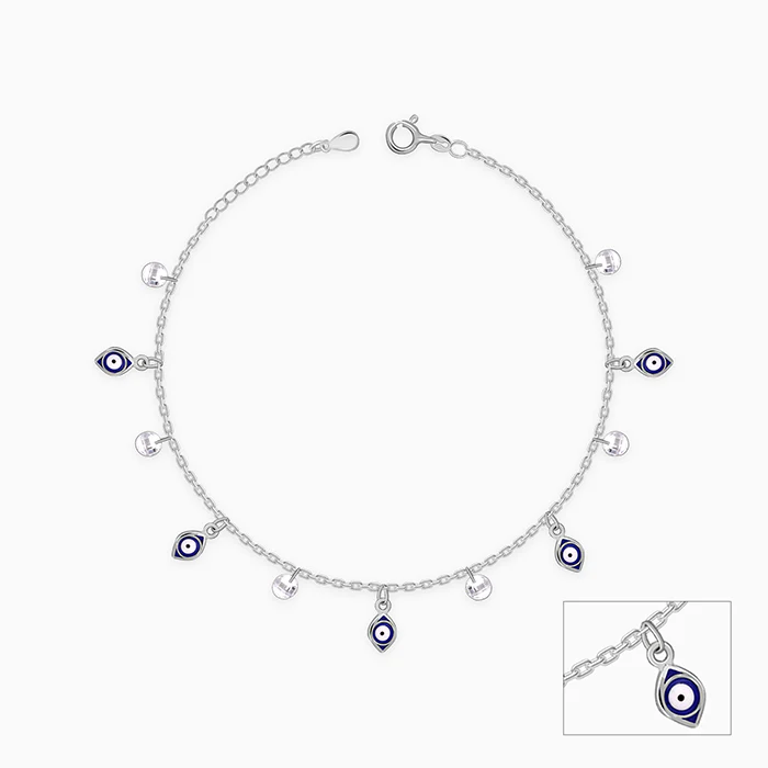 Silver Nazar Charms Anklet - Image 3
