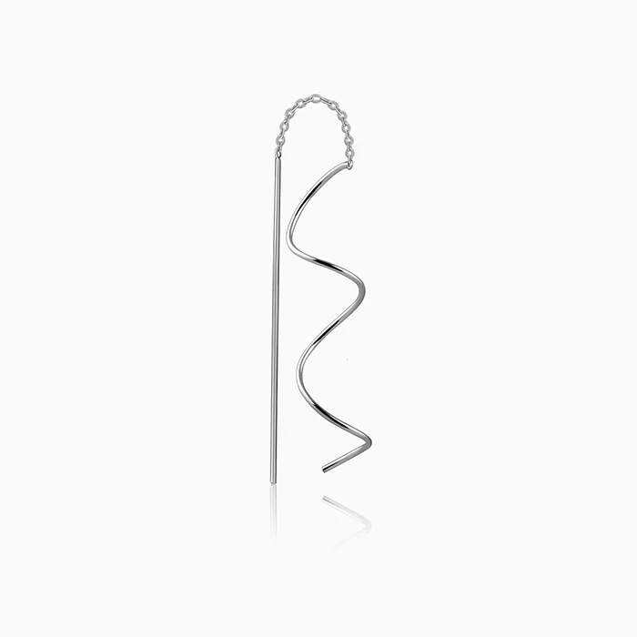 Silver Nyra Spiral Sui Dhaga Earrings - Image 4