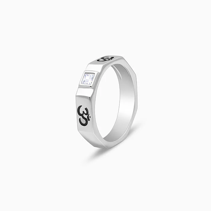 Silver Om Ring For Men - Image 4