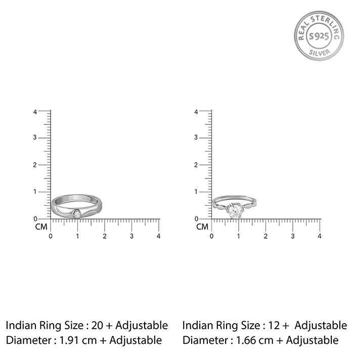 Silver One Beat Couple Rings - Image 4