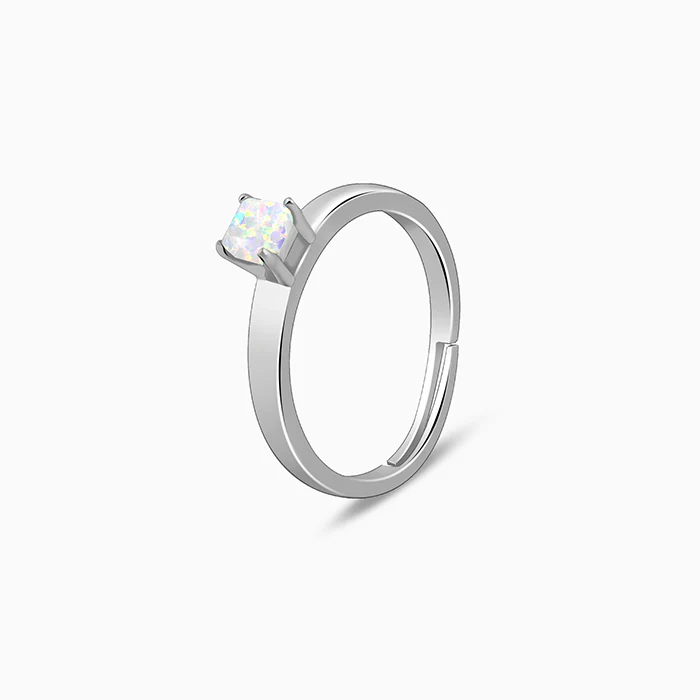Silver Opal Square Ring - Image 4