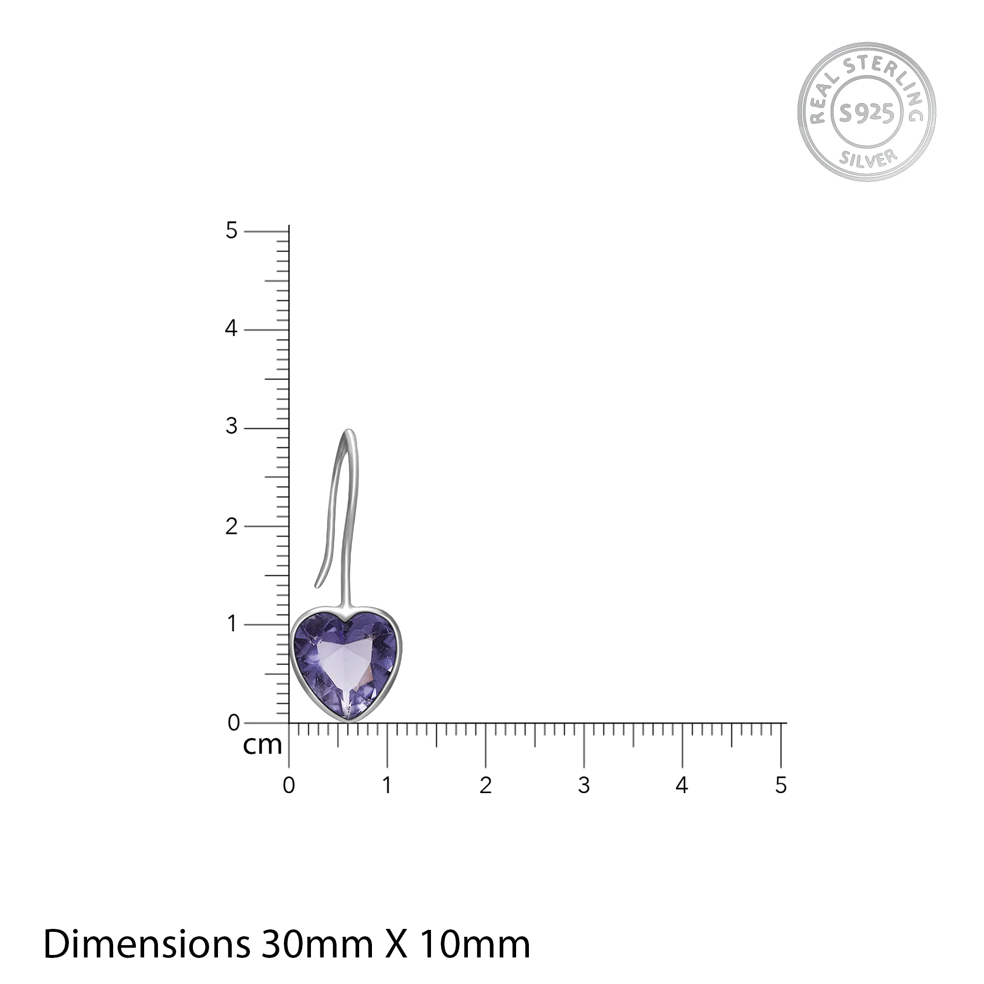 Silver Ornate Purple Heart Earrings - Image 4