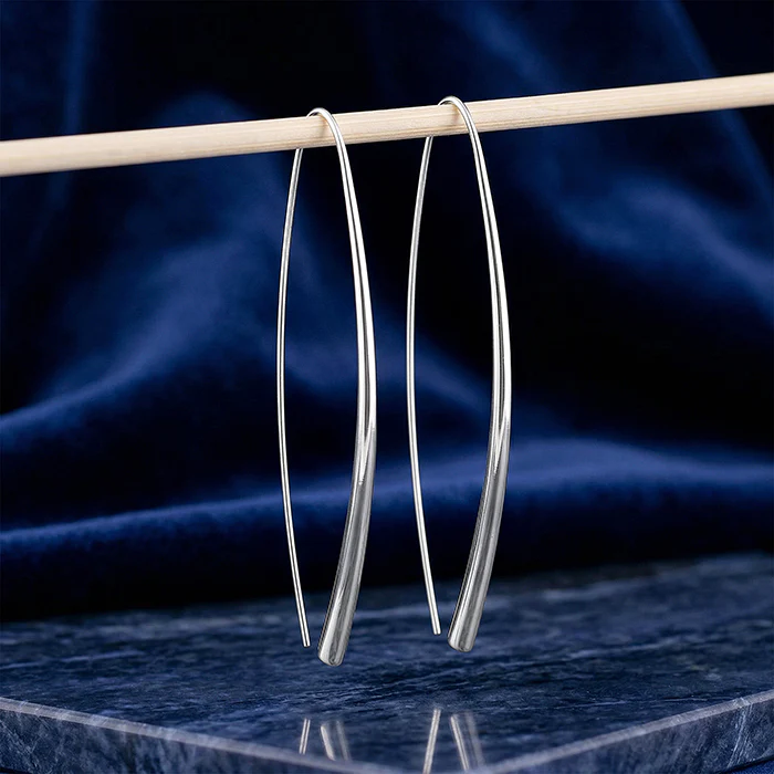 Silver Parabola Hoop Earrings - Image 2