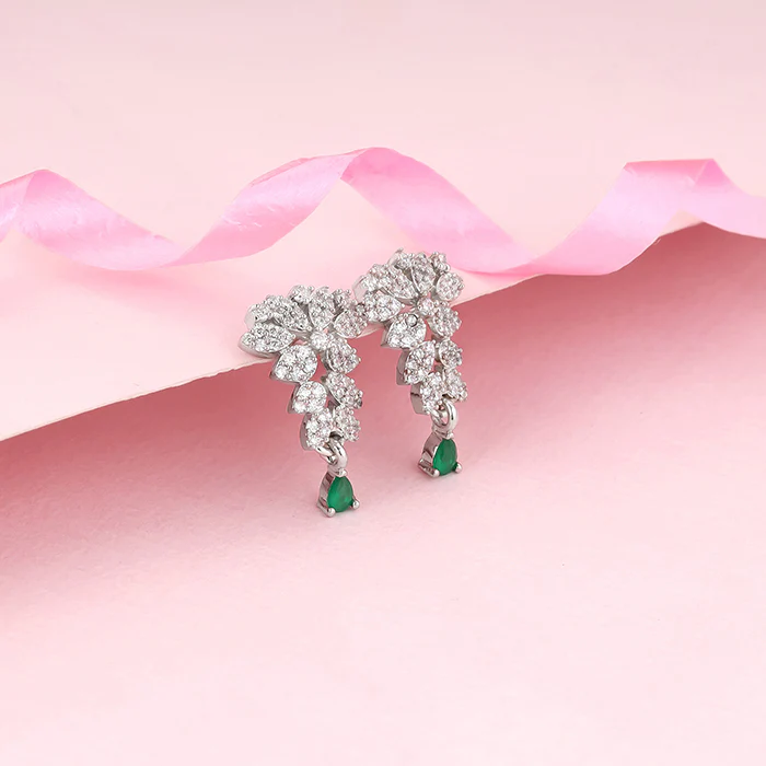 Silver Party Wear Earrings - Image 2