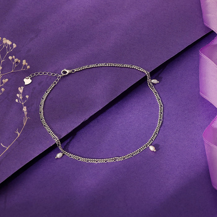 Silver Pearl Mist Anklet - Image 2