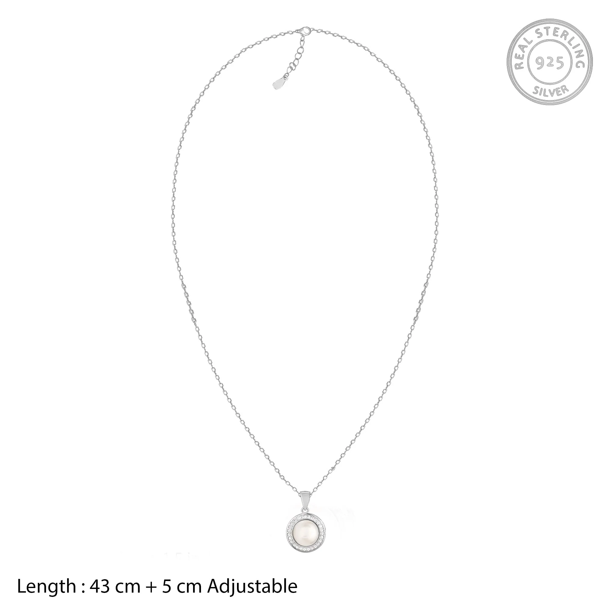 Silver Pearl Pendant with Link Chain - Image 6