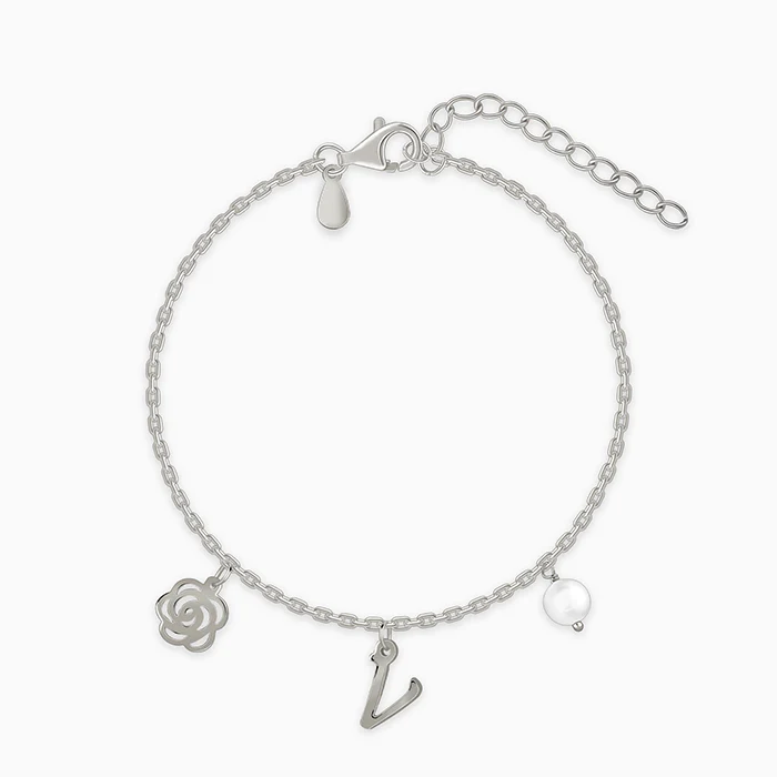 Silver Pearl Rosey Personalised Bracelet - Image 2