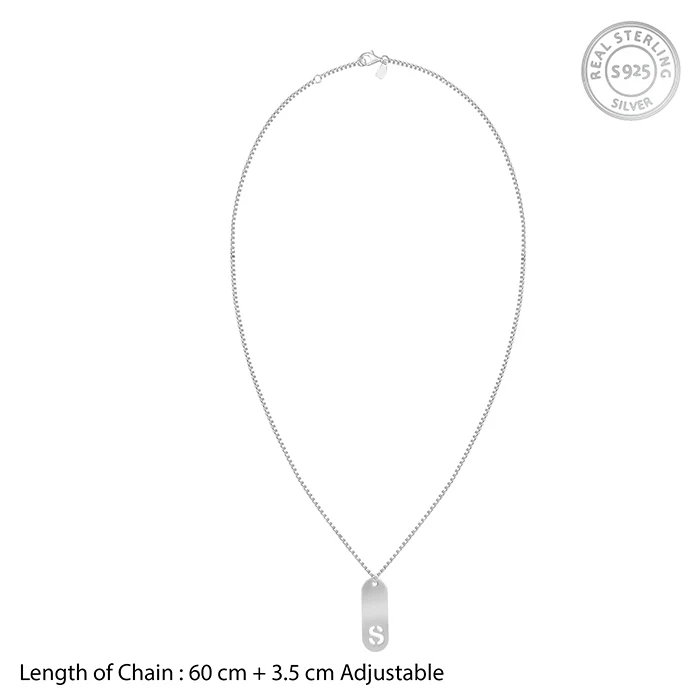 Silver Personalised Alpha Tag Initial Pendant For Him - Image 5