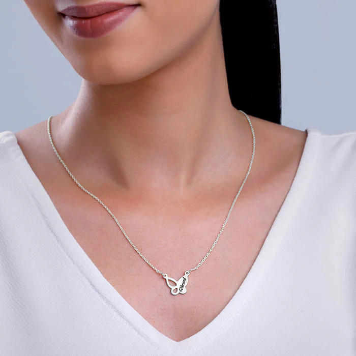 Silver Personalised Butterfly Necklace - Image 4