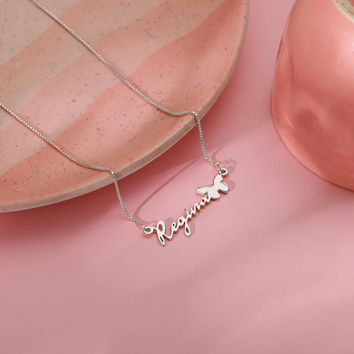 Silver Personalised Butterfly Pendant - Image 3