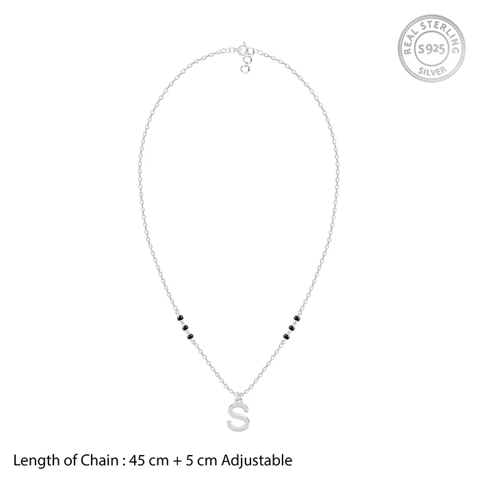 Silver Personalised Cherished Initial Mangalsutra - Image 4