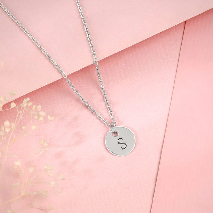 Silver Personalised Classic Initial Pendant with Link Chain - Image 3