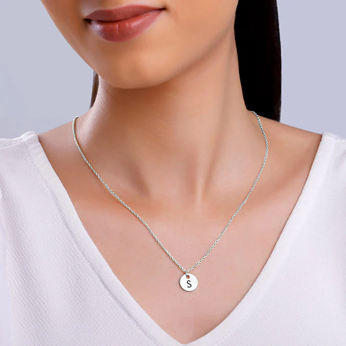 Silver Personalised Classic Initial Pendant with Link Chain - Image 4