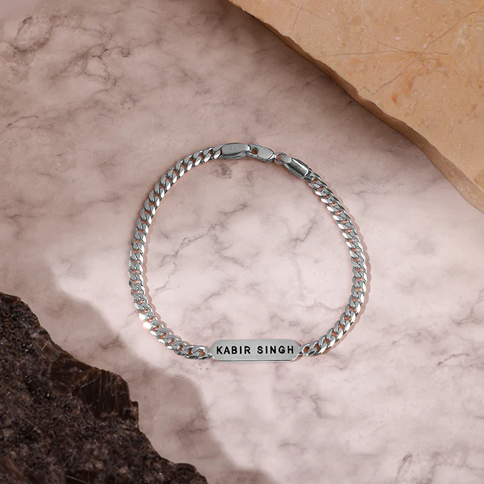 Silver Personalised Cuban Bracelet for Him - Image 3