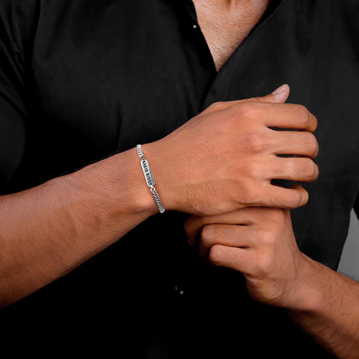 Silver Personalised Cuban Bracelet for Him - Image 4