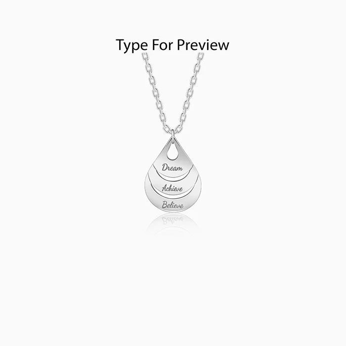 Silver Personalised Dreamy Teardrop Pendant With Link Chain - Image 2