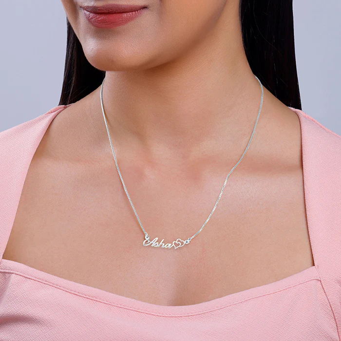 Silver Personalised Dual Heart Necklace - Image 3
