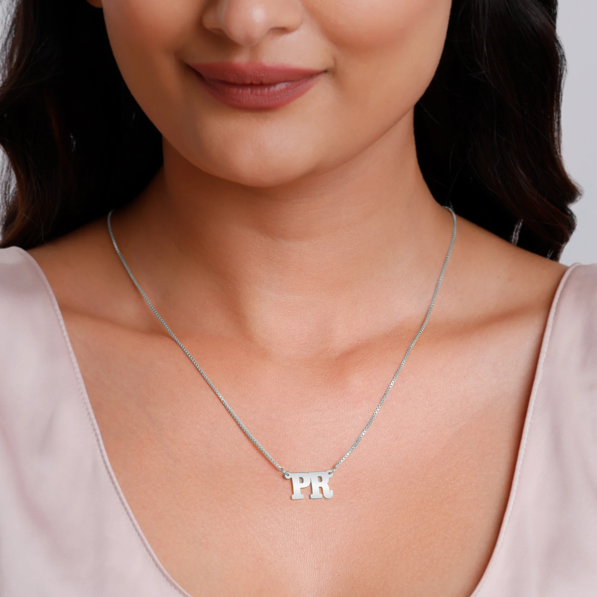 Silver Personalised Dual Initial Necklace - Image 4