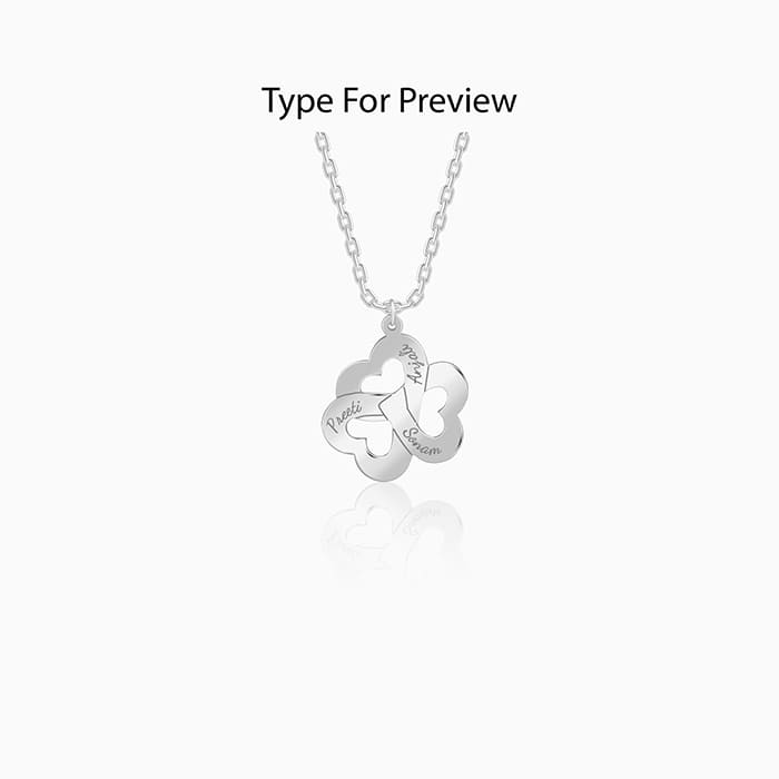 Silver Personalised Floral Love Name Necklace - Image 2