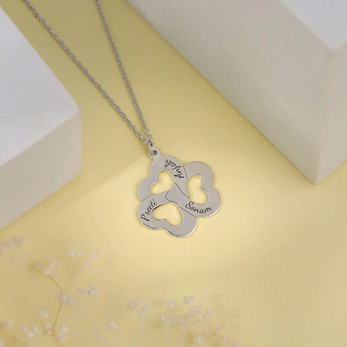 Silver Personalised Floral Love Name Necklace - Image 3