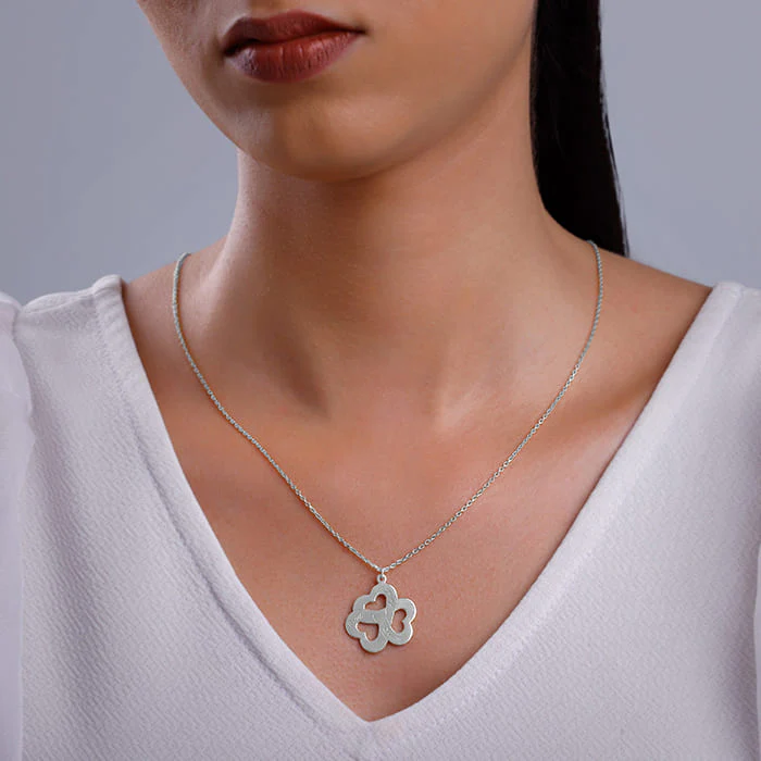 Silver Personalised Floral Love Name Necklace - Image 4