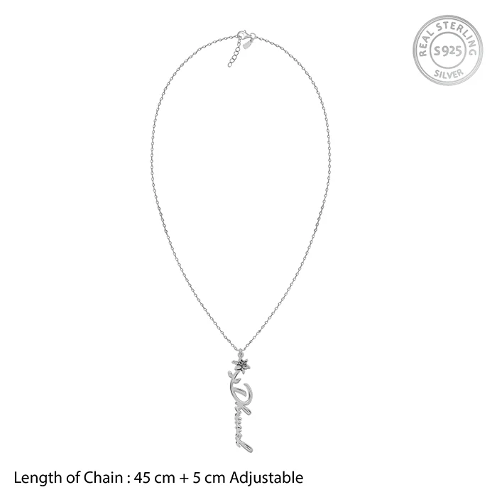 Silver Personalised Flower Name Pendant with Link Chain - Image 6