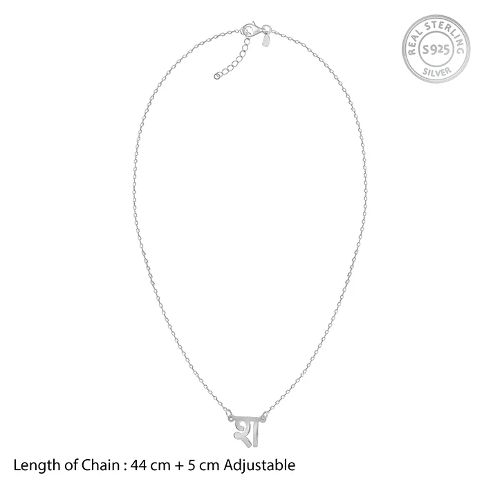 Silver Personalised Hindi Initial Evil Eye Necklace - Image 5