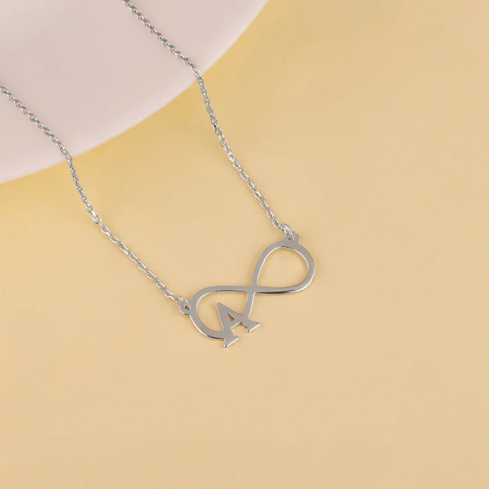 Silver Personalised Infinity Initial Necklace - Image 2