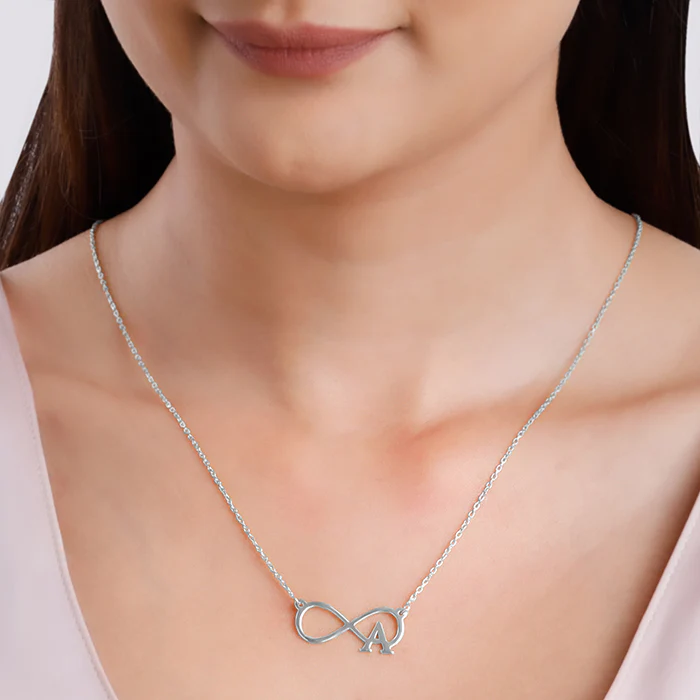 Silver Personalised Infinity Initial Necklace - Image 3