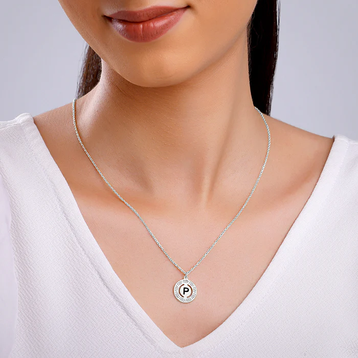 Silver Personalised Initial Grace Pendant with Link Chain - Image 4